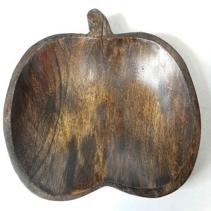 Robert Stanley Handcrafted Wooden Rustic Fall Autumn Boho Apple Candy Dish Bowl